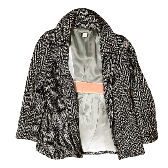 J.Crew Factory Black and White Heritage Pea Coat Rear Pleating Size 6 - Picture 3 of 9